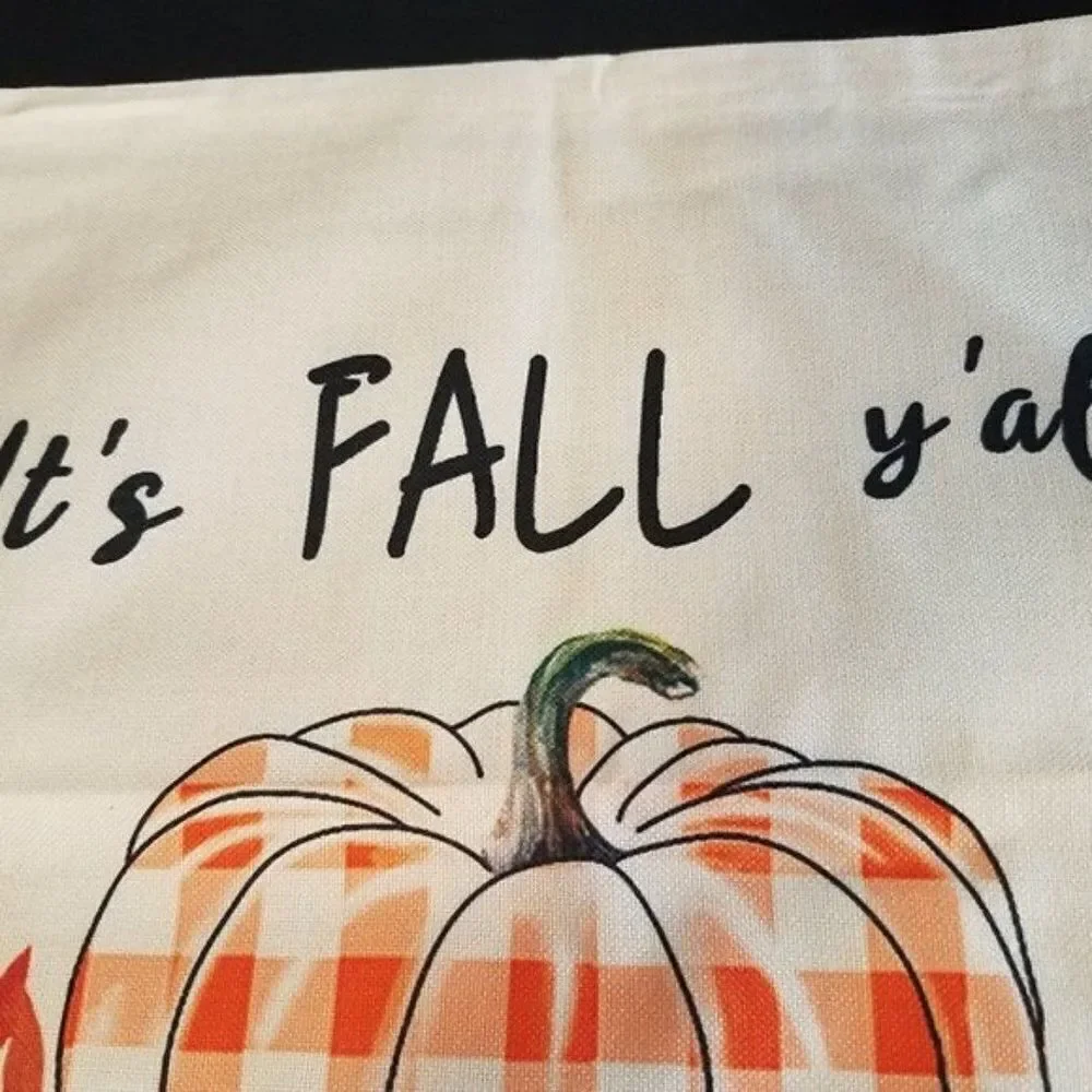It's Fall Y'all Accent Throw Pillow Cover Case Pumpkin Orange 17
